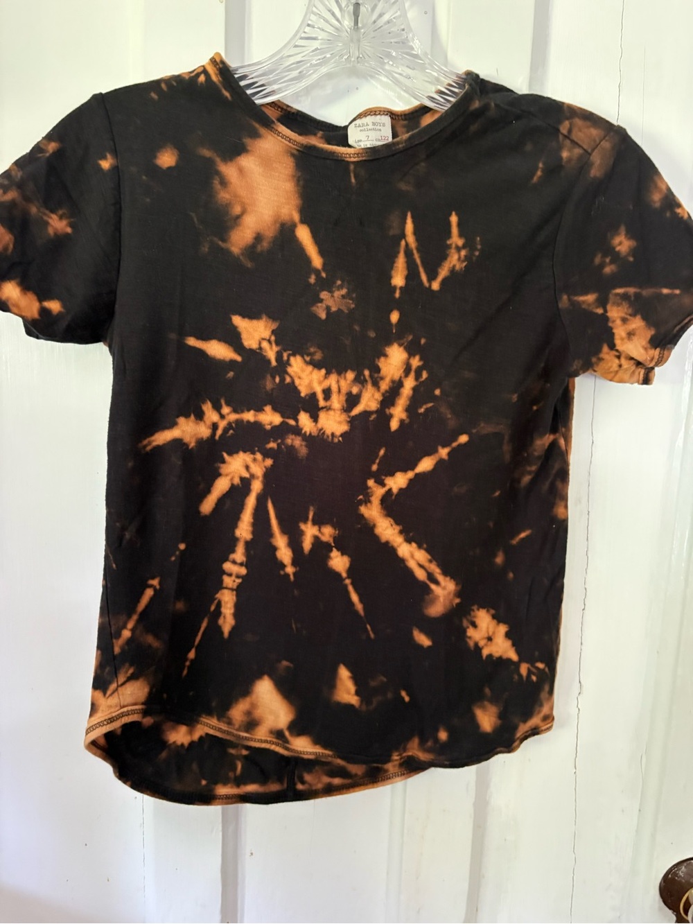 Zara Black and Orange Tie-Dye Short Sleeve Tee